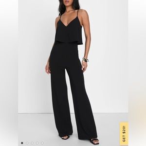 Lulu’s Make It a Date Black Sleeveless Wide-Leg Jumpsuit